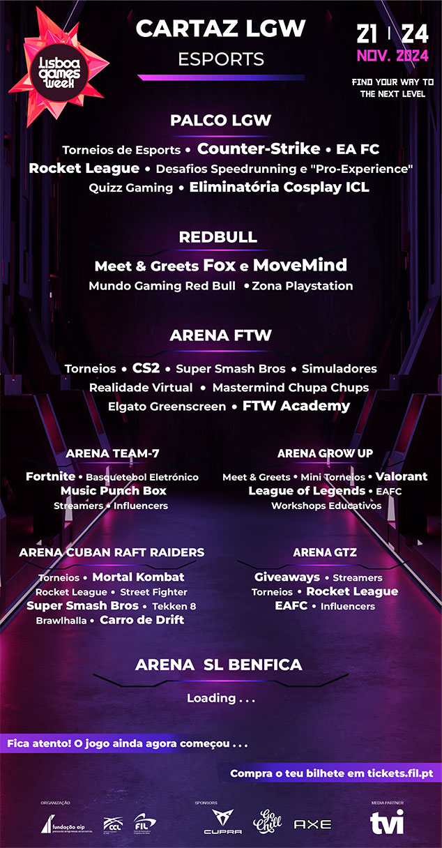 Lisboa Games Week 2024 apresenta Cartaz de Esports